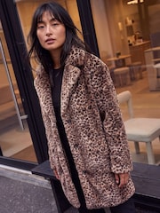 Roman Brown Petite Animal Fur Coat - Image 2 of 4