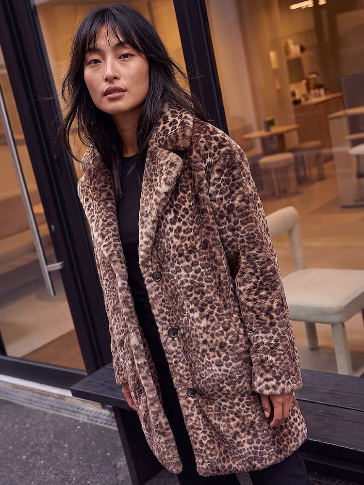 Roman Brown Petite Animal Fur Coat - Image 2 of 4 Roman Brown Petite Animal Fur Coat - Image 2 of 4