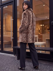 Roman Brown Petite Animal Fur Coat - Image 4 of 4