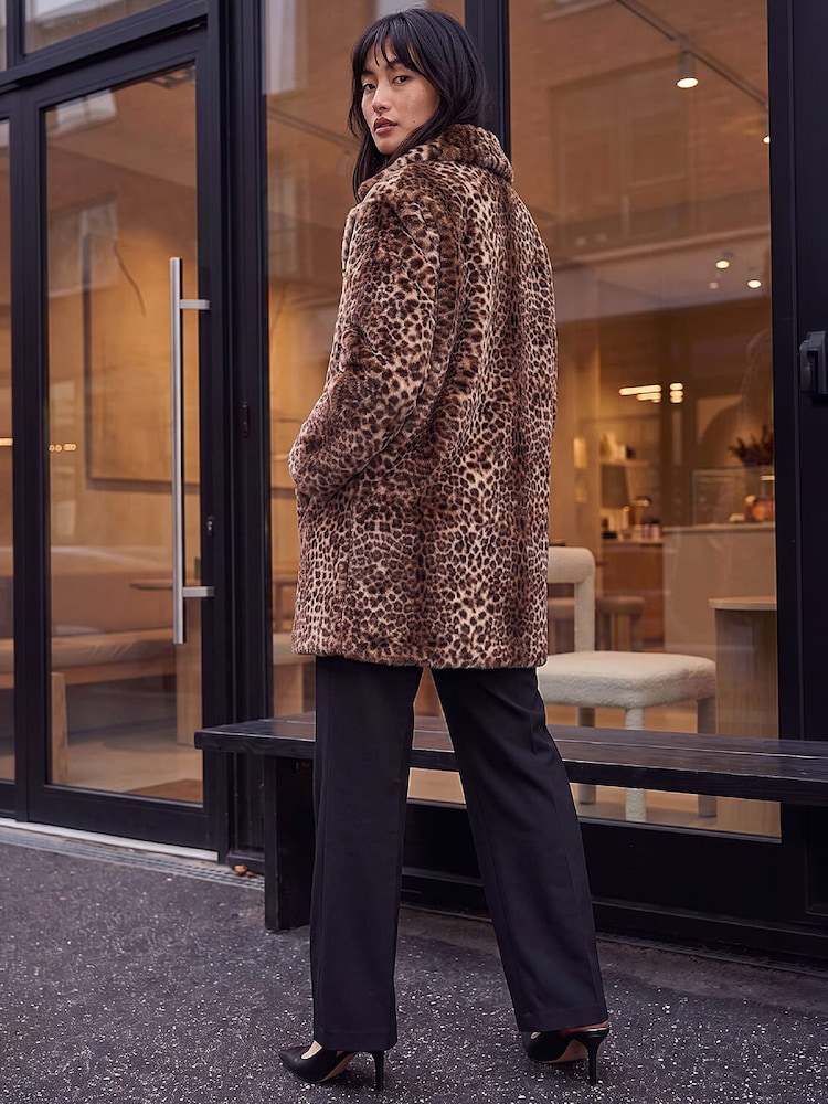 Roman Brown Petite Animal Fur Coat - Image 4 of 4 Roman Brown Petite Animal Fur Coat - Image 4 of 4