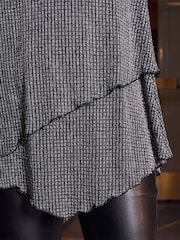 Roman Metallic Sparkle Asymmetric Layered Tunic Top - Image 4 of 4