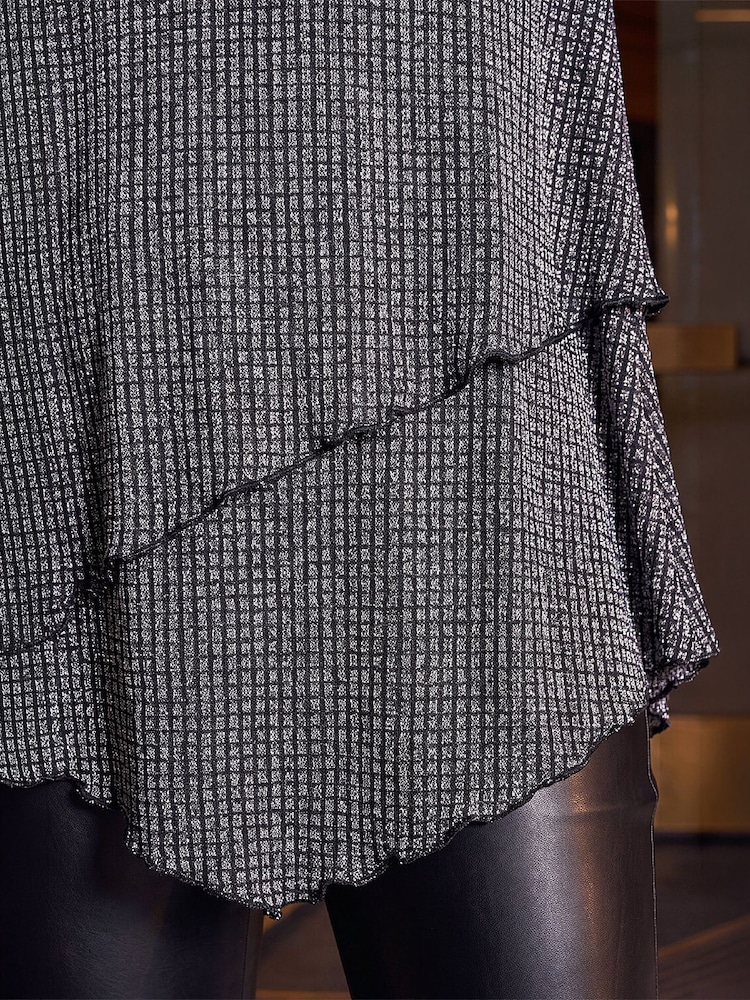 Roman Metallic Sparkle Asymmetric Layered Tunic Top - Image 4 of 4 Roman Metallic Sparkle Asymmetric Layered Tunic Top - Image 4 of 4