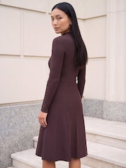 Roman Brown Button Detail Knitted Dress - Image 3 of 4
