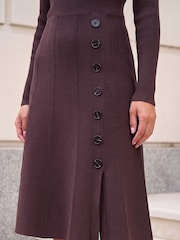 Roman Brown Button Detail Knitted Dress - Image 4 of 4