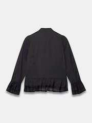 Mint Velvet Black Frogging Detail Ruffle Blouse - Image 7 of 7