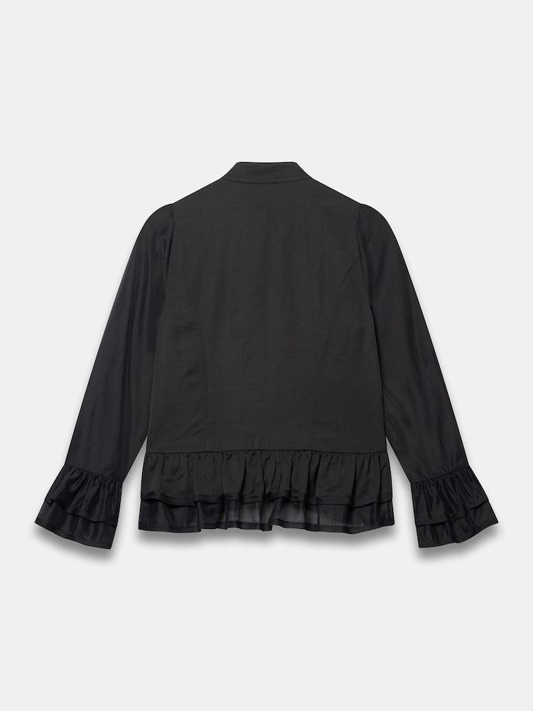 Mint Velvet Black Frogging Detail Ruffle Blouse - Image 7 of 7