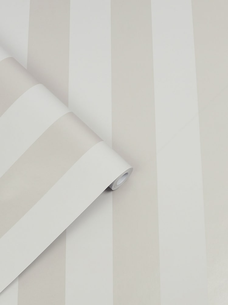 Laura Ashley Silver Lille Matt Perlised Stripe 10M Wallpaper - Image 1 of 4