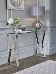 Chrome Claro Metal and Glass Console Table - Image 1 of 7