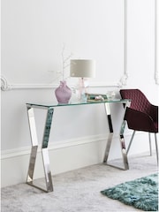 Chrome Claro Metal and Glass Console Table - Image 2 of 7