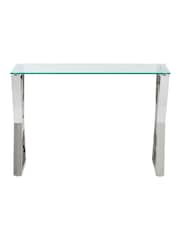 Chrome Claro Metal and Glass Console Table - Image 7 of 7