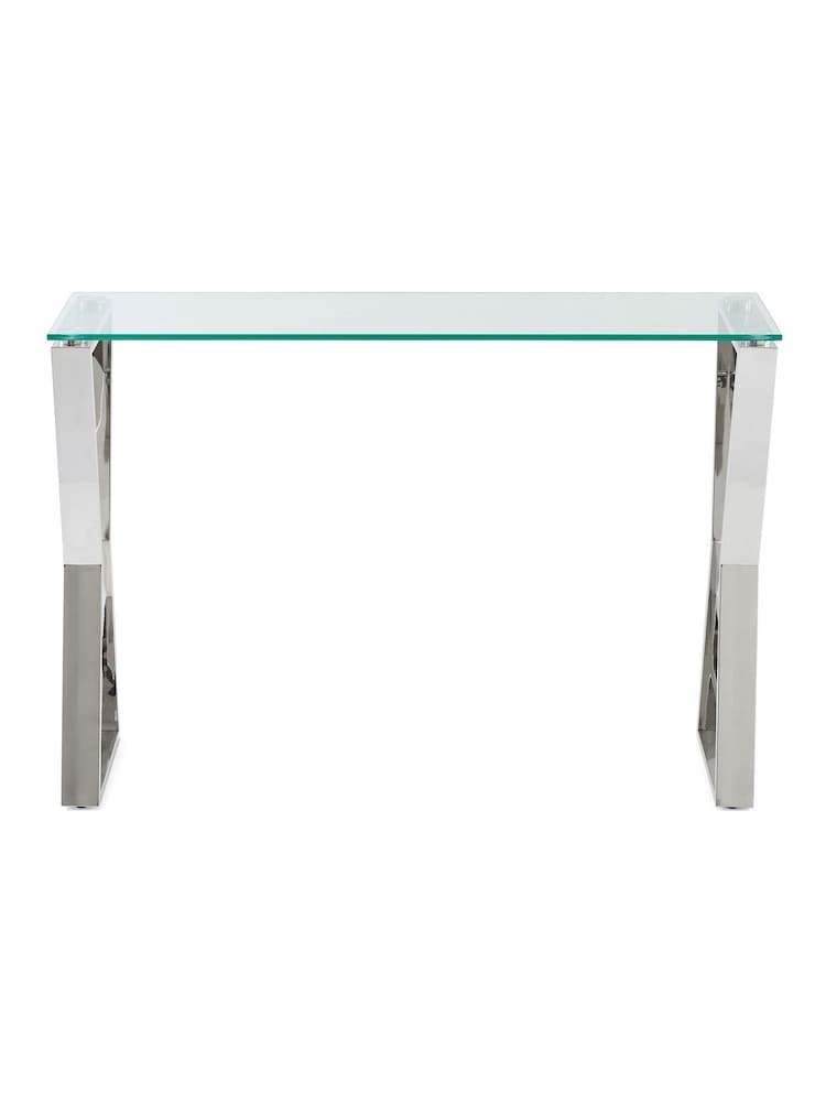 Chrome Claro Metal and Glass Console Table - Image 7 of 7