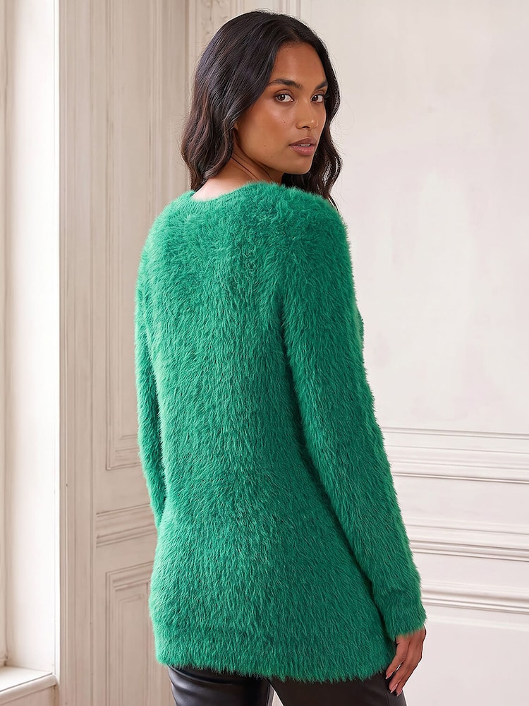 Roman Green Embellished Fluffy Knit Jumper - Image 4 of 4 Roman Green Embellished Fluffy Knit Jumper - Image 4 of 4