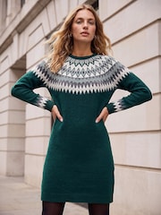 Roman Green Fairisle Knit Dress - Image 1 of 4