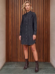 Roman Black Button Shirt Dress - Image 2 of 4