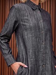 Roman Black Button Shirt Dress - Image 4 of 4