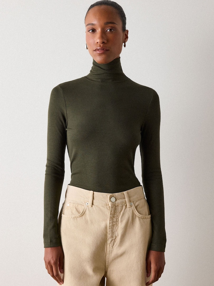 Whistles Green Essential Ribbed Polo Shirt - Image 2 of 4