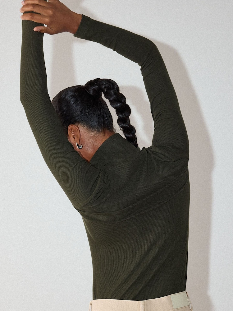 Whistles Green Essential Ribbed Polo Shirt - Image 4 of 4