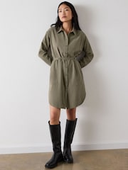 Whistles Green Ring Detail Shirt Twill Dress - Image 3 of 4