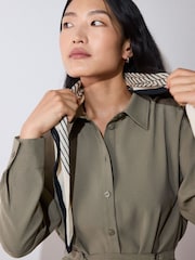Whistles Green Ring Detail Shirt Twill Dress - Image 4 of 4
