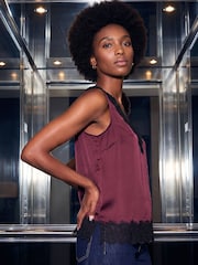 Roman Red Lace Trim Satin Camisole - Image 2 of 4