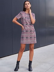 Roman Pink Check Button Shift Dress - Image 2 of 4