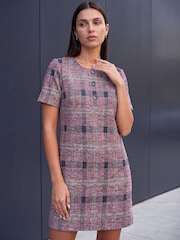Roman Pink Check Button Shift Dress - Image 3 of 4