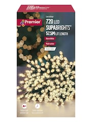 Premier Decorations Ltd White Warm 720 Supabrights LED Christmas Lights With Timer 57.5M - Image 2 of 4