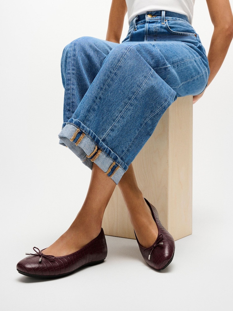 FitFlop Red Delicato Crocodile Ballerinas - Image 1 of 5