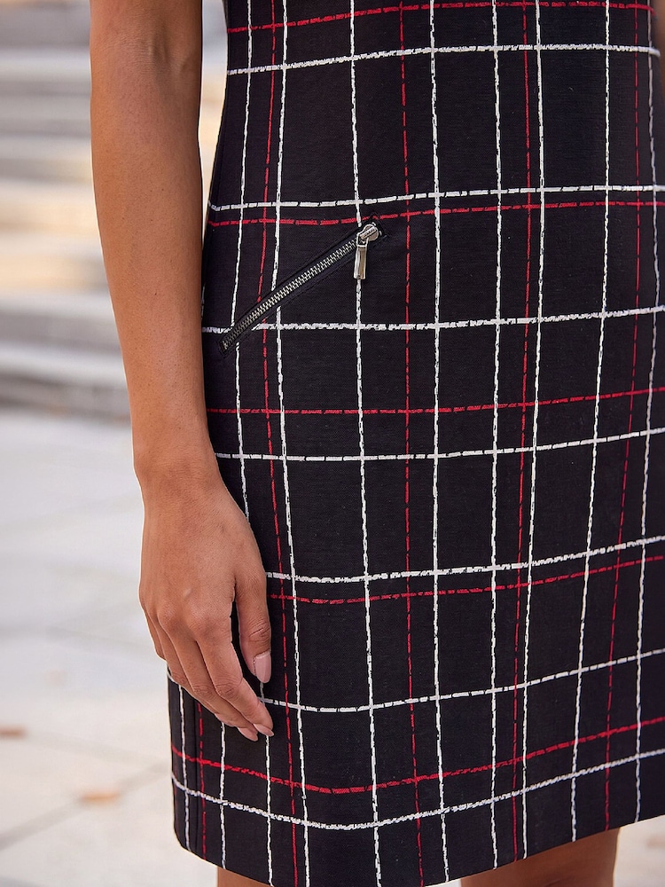 Roman Black Check Shift Dress - Image 4 of 4 Roman Black Check Shift Dress - Image 4 of 4