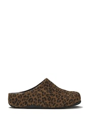 FitFlop Brown Shuv Suede Leopard Mules - Image 1 of 5