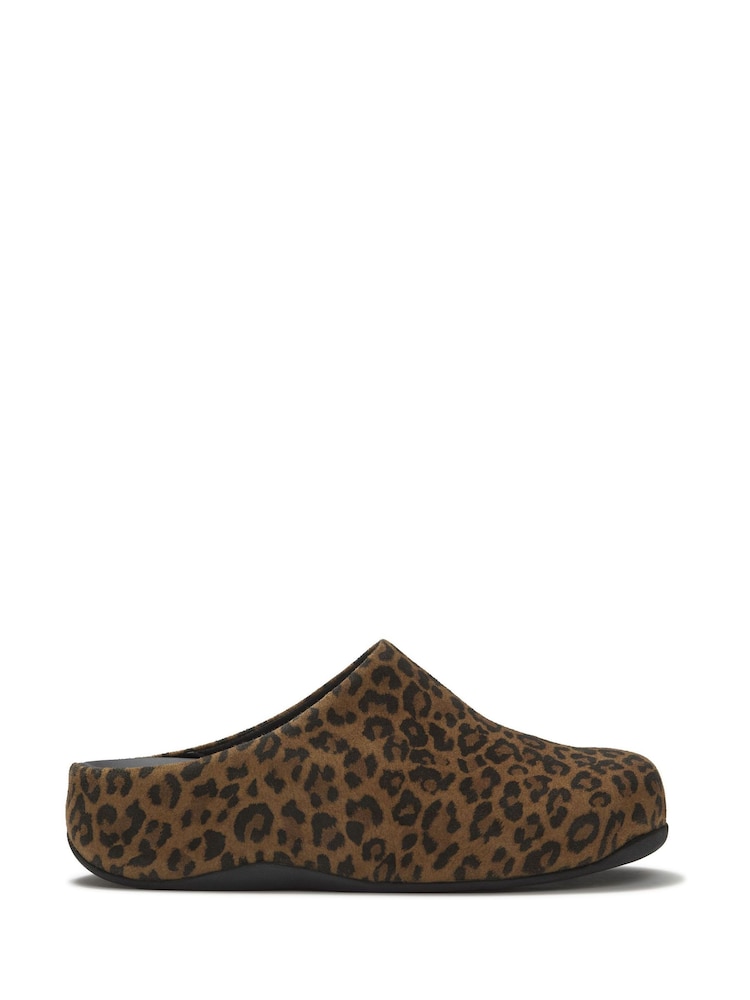 FitFlop Brown Shuv Suede Leopard Mules - Image 1 of 5