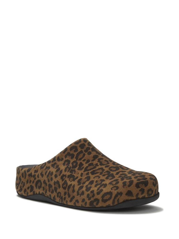 FitFlop Brown Shuv Suede Leopard Mules - Image 2 of 5