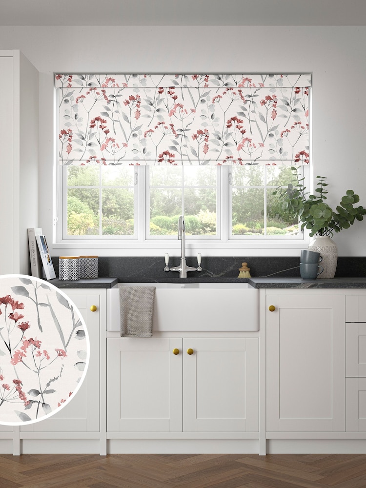 Red Isla Floral Made to Measure Roller Blind - Image 1 of 6