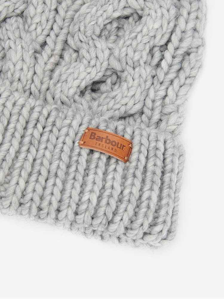 Barbour® Grey Penshaw Pom Benie Hat - Image 4 of 4 Barbour® Grey Penshaw Pom Benie Hat - Image 4 of 4
