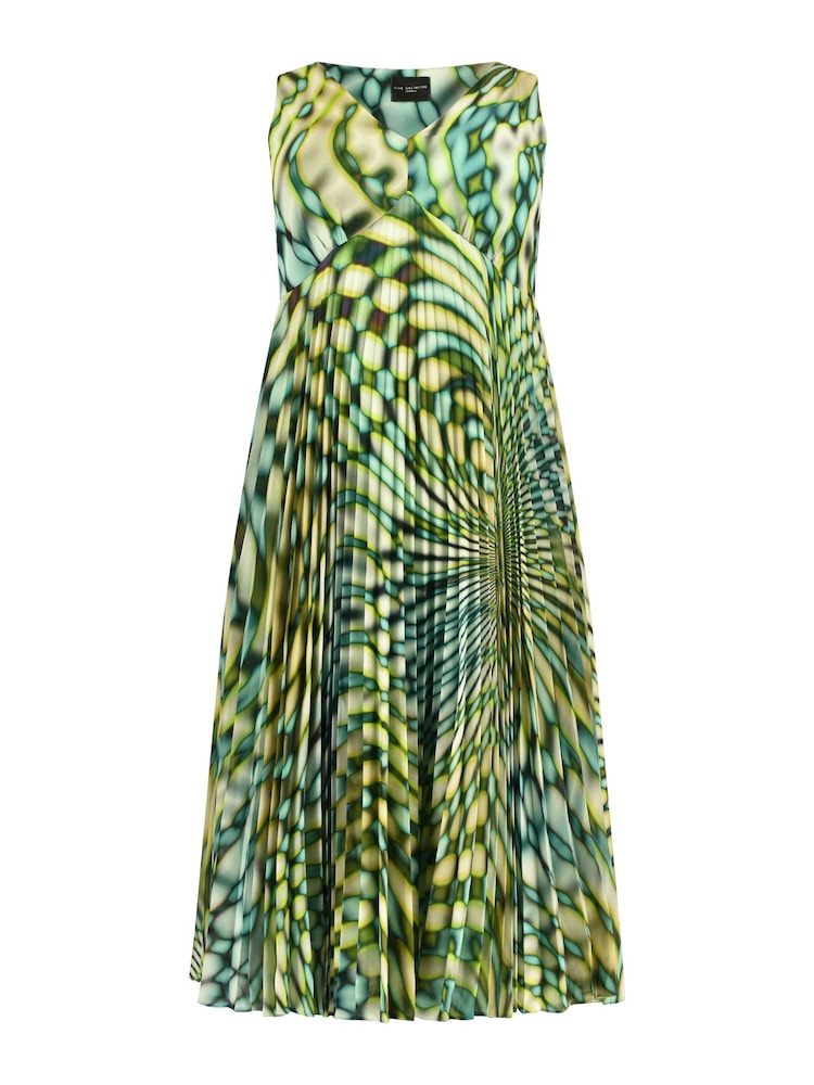 Live Unlimited Green Curve Kaleidoscope Sunray Pleat Maxi Dress - Image 6 of 6