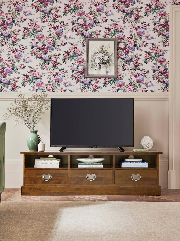Laura Ashley Dark Chestnut Garrat 3 Drawer TV Stand - Image 2 of 9
