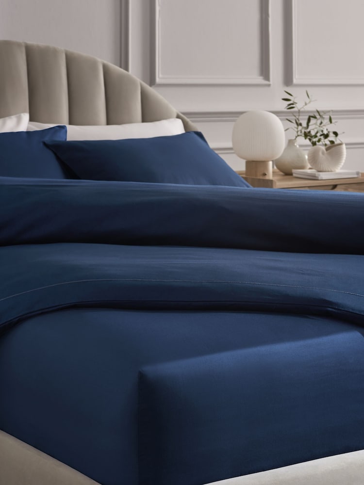 Navy 300 Thread Count Collection Luxe 100% Cotton Extra Deep Fitted Sheet - Image 1 of 2