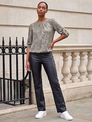 Roman Green Jacquard Bubble Hem Top - Image 2 of 4