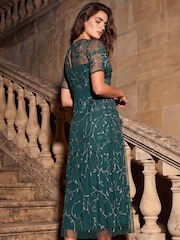 Roman Green Petite Embroidered Mesh Midi Dress - Image 3 of 4