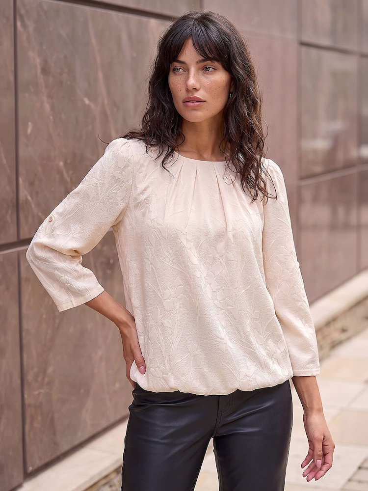 Roman White Jacquard Bubble Hem Top - Image 2 of 4