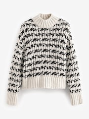 White/Black Stripe High Neck Ribbed Jumper - Image 2 of 3