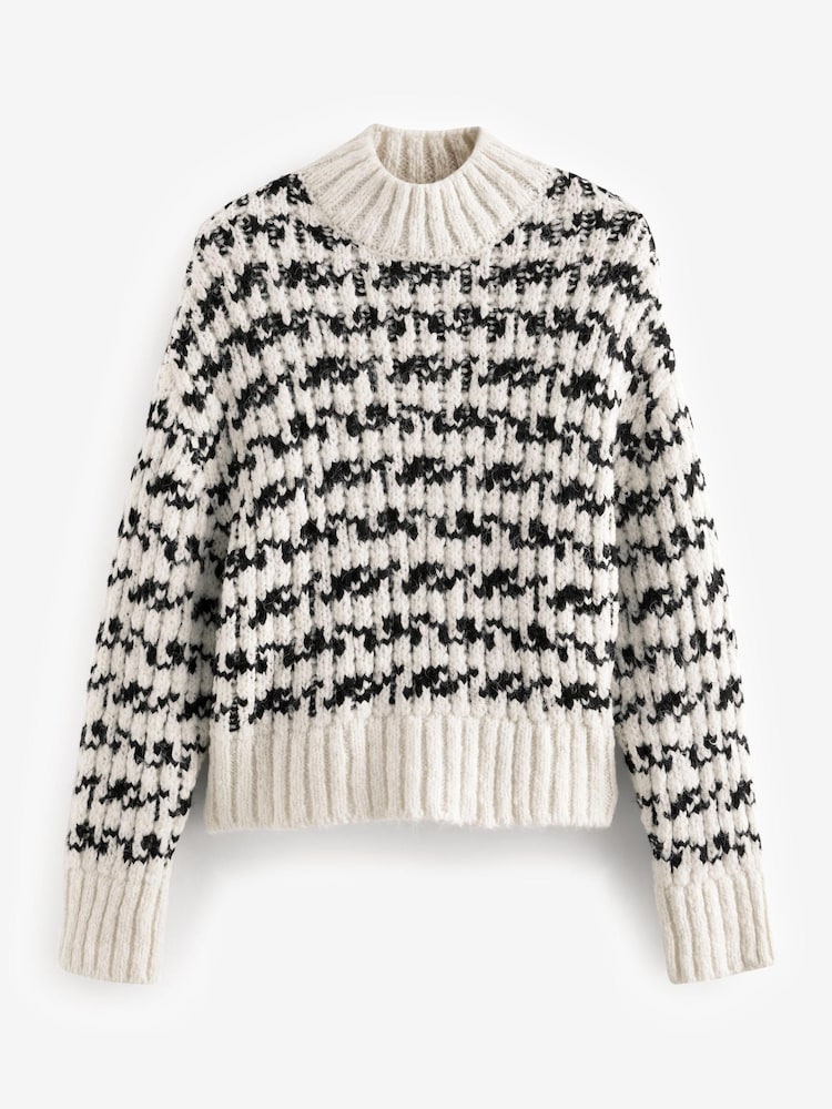 White/Black Stripe High Neck Ribbed Jumper - Image 2 of 3