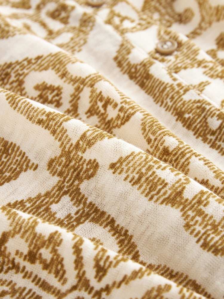 Ochre/Cream Tile Print Short Sleeve Blouse - Image 6 of 6