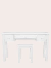Laura Ashley Cotton White Ashwell 3 Drawer Dressing Table Stool Set - Image 2 of 6