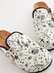 Rockett St George Ecru Cream Tattoos Print Footbed Clog Mule Slippers - Image 6 of 8