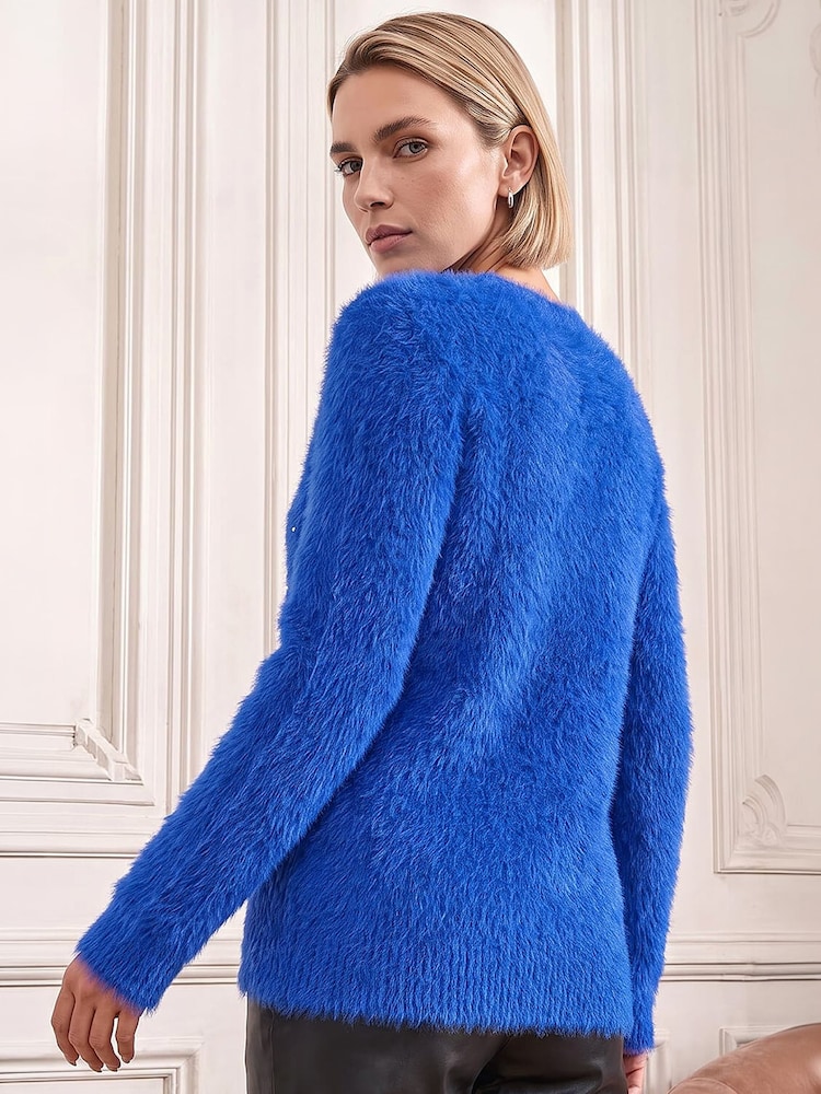 Roman Blue Embellished Fluffy Knit Jumper - Image 4 of 4