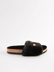 Rockett St George Black Lips Print Faux Fur Plush Clog Sliders - Image 5 of 8