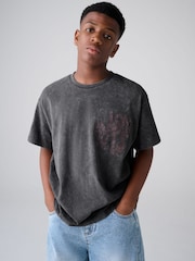 smALLSAINTS Charcoal Grey Oversized Orlando Logo Crew T-Shirt - Image 2 of 9