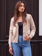 Roman Natural Embossed Floral Knit Cardigan - Image 1 of 4
