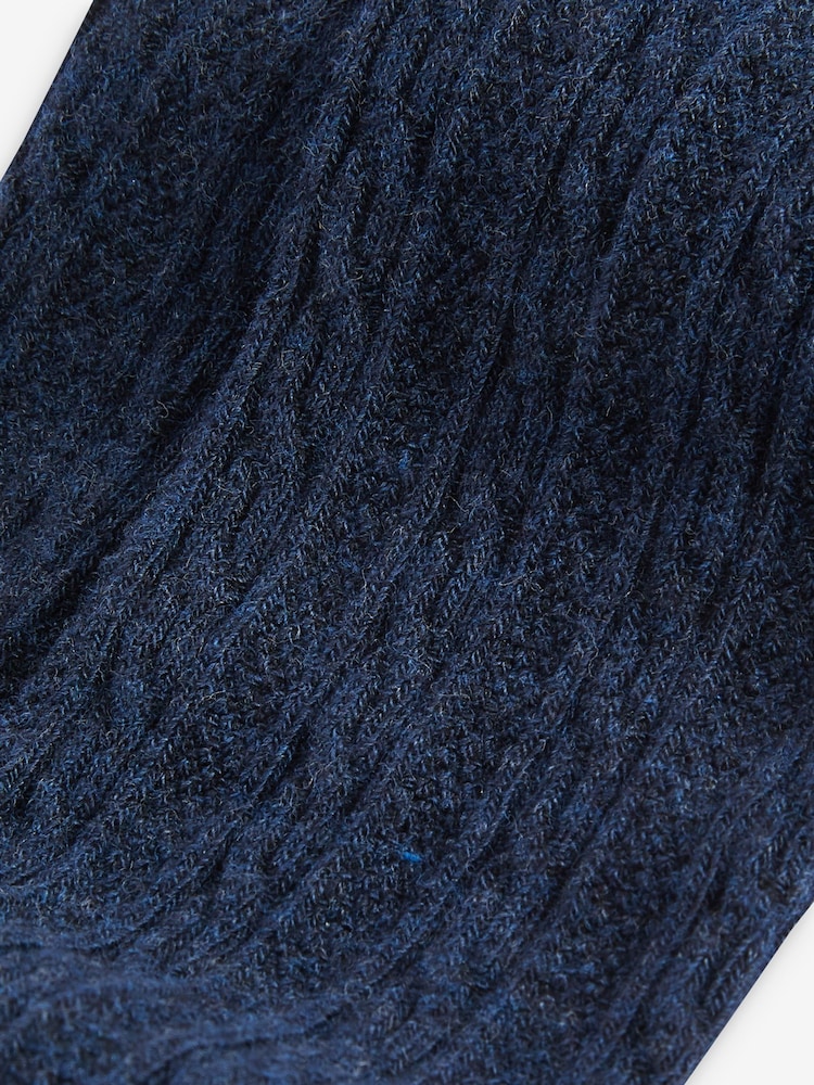 Navy Blue Cotton Rich Cable Tights - Image 2 of 2